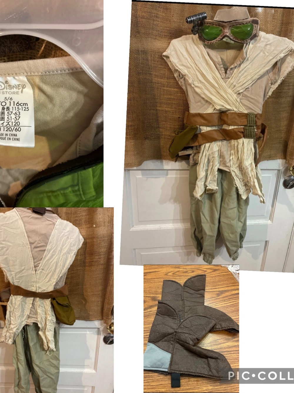 Disney Store Star Wars Rey Costume Kids Size 5/6 Scavenger Outfit Goggles Set - Picture 5 of 6